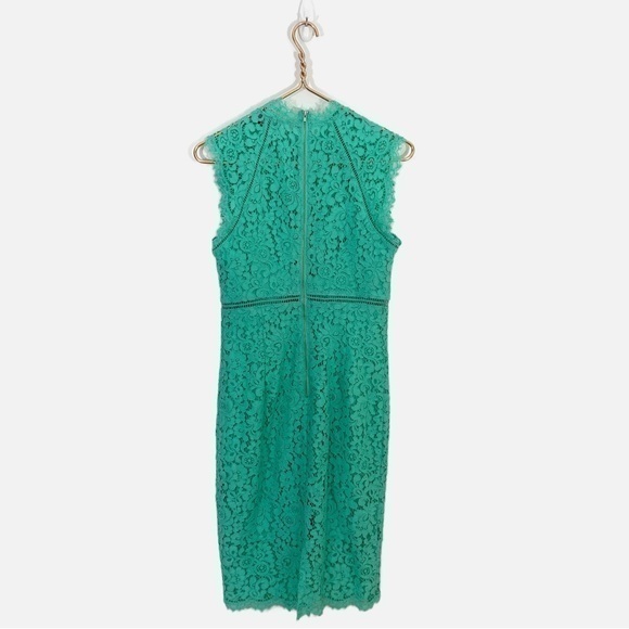 Bardot US 6/ Small Mint Green Lace Panel Sheath Mock Neck Sleeveless Dress - Picture 5 of 11